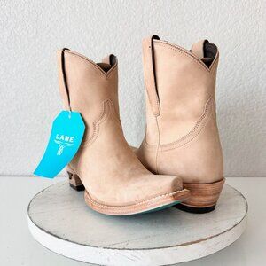 Lane EMMA JANE Tan Cowboy Boots Womens 7.5 Leather Western Snip Toe Short Bootie